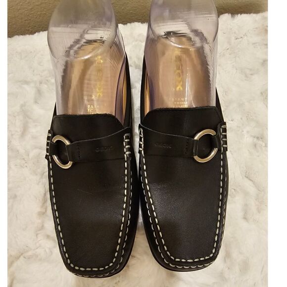 NWOT Geox Respira Black Leather Slip On Loafers Size 36 1/2 - Picture 3 of 12